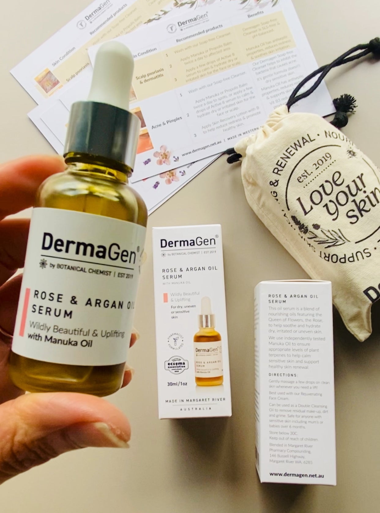DermaGen Rose & Argan Oil Serum - Antiseptic & Inflammation Reduction