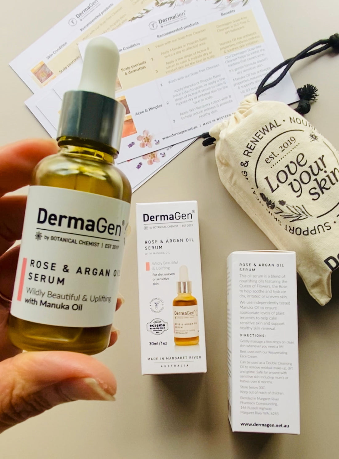 DermaGen Rose & Argan Oil Serum - Antiseptic & Inflammation Reduction
