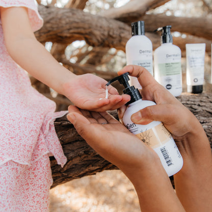 Person applying a product to a child&