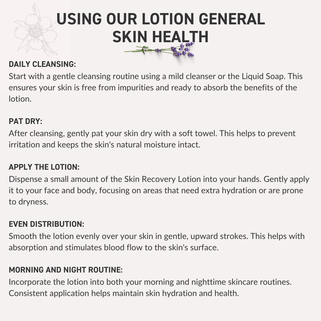 By using the Skin Recovery Lotion as part of your daily skincare routine, you can maintain healthy, hydrated, and radiant skin. Its gentle formula is suitable for all skin types and provides essential nourishment and protection for your skin&