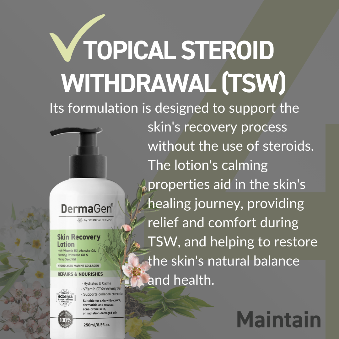 Provides a soothing effect for TSW, supporting skin recovery without steroids. Gentle and calming, aiding in the skin&