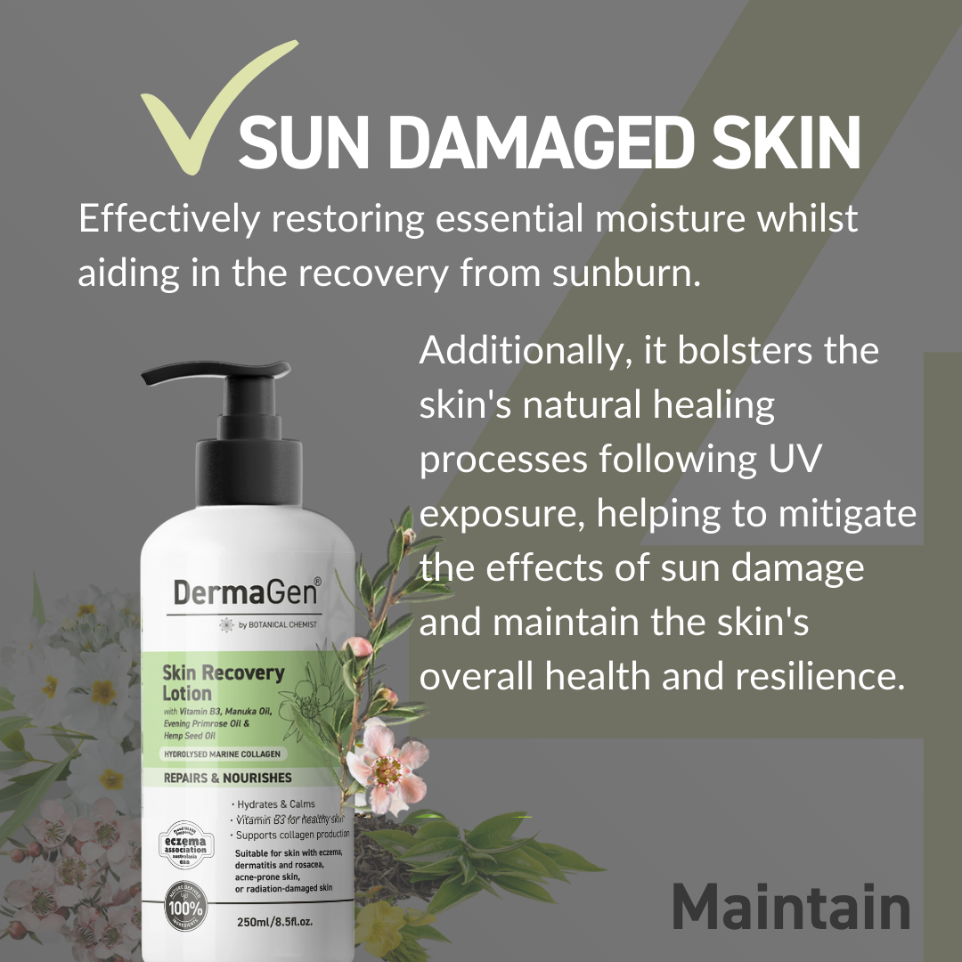 Repairs and rejuvenates sun-damaged skin, restoring moisture and aiding sunburn recovery. Supports the skin's natural healing process post-UV exposure.