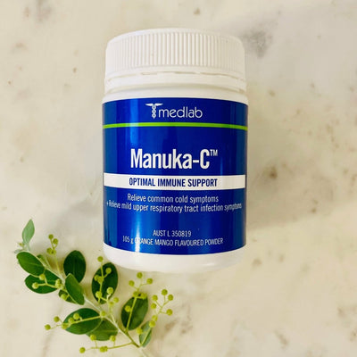 Botanical Chemist Supplements Medlab Manuka -C Orange Mango flavoured powder 105g